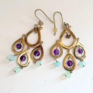 Banana Republic Sterling Silver Vermeil Amethyst Gemstone Chandelier Earrings